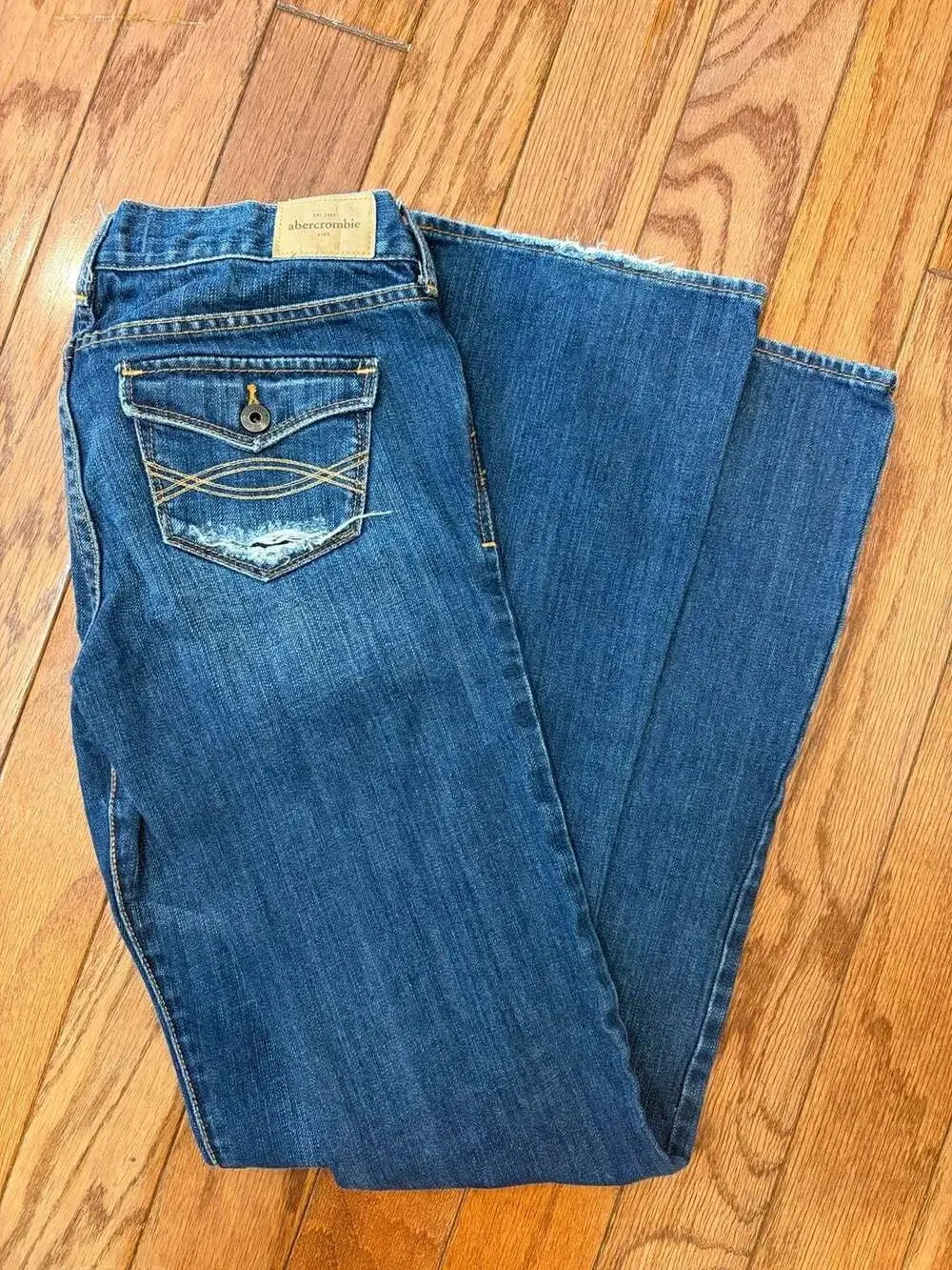 Abercrombie Kids Haley Low Rise Distressed Flare Jeans Size 16 Slim